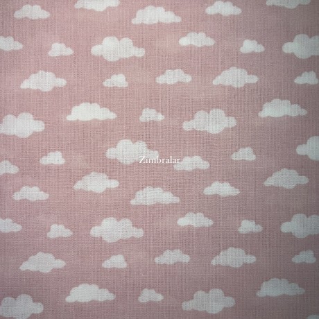 Tecido popeline rosa nuvens brancas 1.50m largura, Le Tissu By Domotex Tecido popeline rosa nuvens brancas 1.50m largura, Le Tissu By Domotex